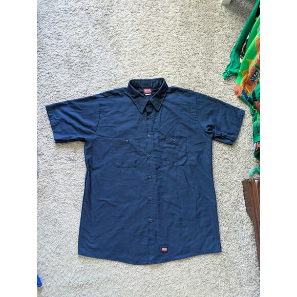 Red Kap Work Shirt Mens L Navy Blue MIMIX Flex Panel Workwear Wicking Ripstop - Picture 4 of 7